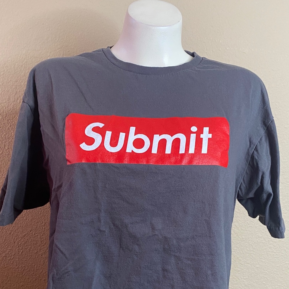 Newaza Apparel SUBMIT red on grey tshirt tee top martial arts jui jitsu L